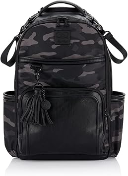 Itzy Ritzy Chelsea + Cole Diaper Bag Backpack - Large Capacity Boss Backpack Diaper Bag; Includes Changing Pad, Stroller Clips and Tassel, Camo with Stag Head Print Interior and Black Hardware