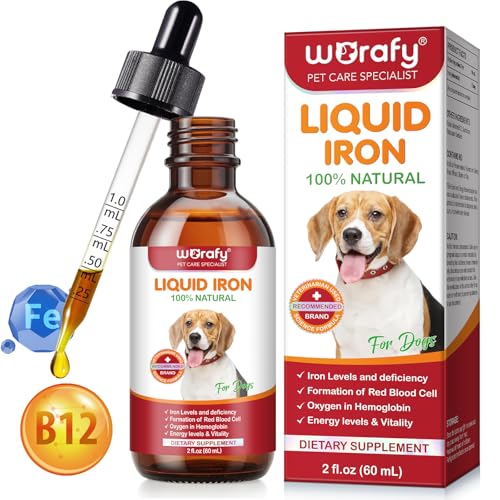 Flüssiges Eisen Ergänzungen für Hunde,LiquiI Eisen Tropfen mit Folat VC und B12,Unterstützt Anämie, niedrige Enerie-Spiegel und Lethargie,Fördert Blutgesundheit, hilft Bildung von roten Blutkörperchen
