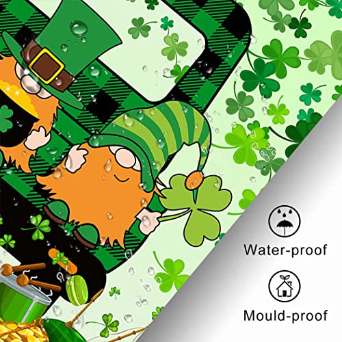 Cyrekud 72" X 72" St. Patrick's Day Shower Curtain Irish Green Shamrock Gnome Truck Bathroom Set Spring Holiday Home Bath Bathtub Decor Durable Fabric Machine Washable With 12 Hooks #TOP4