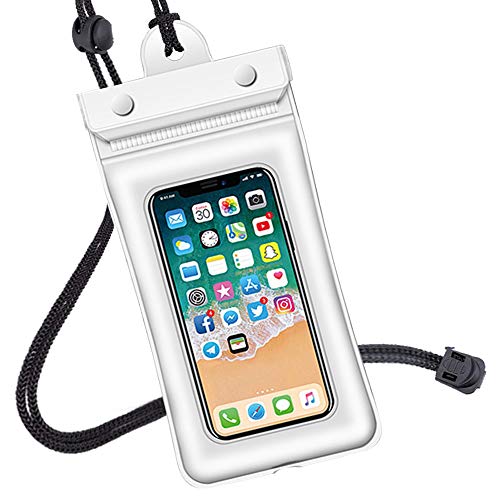 Sitikai 防水ケース スマホ用 IPX8認定 水中 撮影 タッチ可 風呂 海 プール 釣り 潜水 温泉など適用 防水カバー 防水携帯ケースiPhone/SONY/Android/Galaxy 6インチ以下全機種対応 ホワイト
