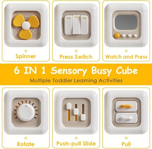 Image of Prime Deals Montessori Toys 6 in 1 Preschool Board & Sensory Busy Activity Cube Toys for Toddlers Early Learning Fine Motor Skills Development Educational Travel Toy Birthday Gifts (Fan).