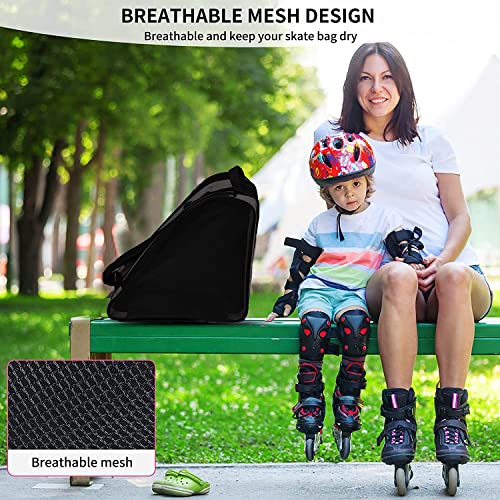 Mxiixm® Roller Skate Bag, Breathable Ice Skate Bags With Adjustable Shoulder Strap, Oxford Cloth Skating Shoes Storage Bag For Women Men Kid And Adults Roller Skate Accessories (Black) #TOP4
