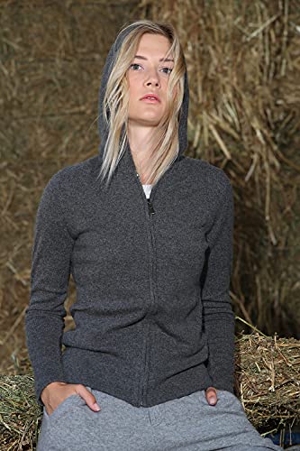 100% Cashmere Zip Up Hoodie Women - Hand-Knitted Ladies Slim Fit Cut Hoody With Long Sleeves, Metal Zip, And Logo Detail #TOP1