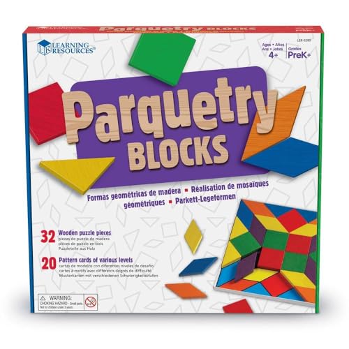 Learning Resources Parquetry Blocks & 20 Pattern Cards 53 Piece Set Ages 4+