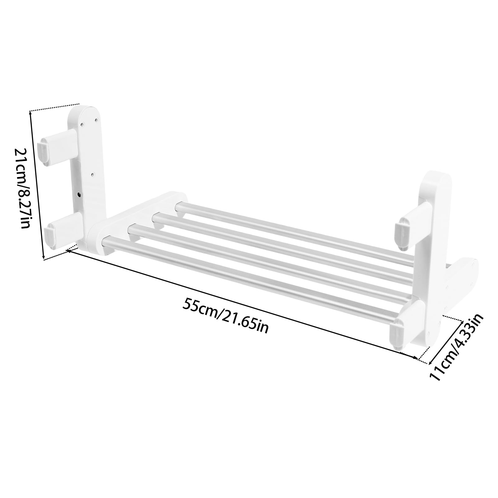 Elektrischer Handtuchhalter 55°C Thermostat 36W Heizkörper Wandmontage Handtuchwärmer 90° Faltbar und 8H Timer 55 * 11 * 21cm Klein Bad Handtuchtrockner Weiß Handtuchheizkörper