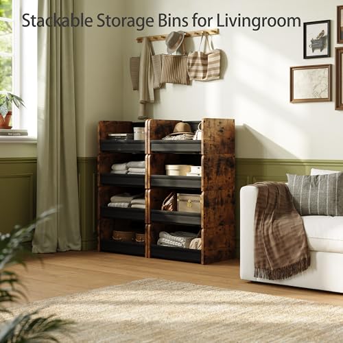 FOUCSSOMEI 2-Tier Stackable Closet Organizer and Storage Stackable Shelves – Heavy-Duty Darwers Wood & Metal, Easy Assembly, Space-Saving Vertical Storage for Bedroom, Closet, Patent Design - Image 3