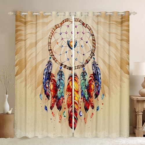 Feelyou Dreamcatcher Blackout Curtains for Bedroom 2 Panels 42x84 Inch