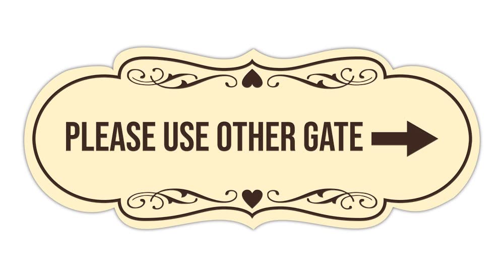 Signs ByLITA Designer Please Use Other Gate Sign (Ivory/Dark Brown) - Small