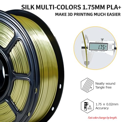 Image of iBOSS 3D Printer Silk Filament, Shiny Silk PLA+ Filament 1.75mm, Smooth Silky Surface PLA Plus, Great Easy to Print for 3D Printers, Dimensional Accuracy + /- 0.02mm, Silk Olive Gold 1KG