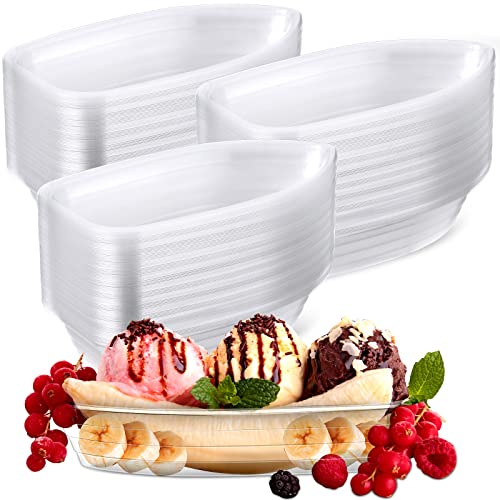 Rtteri 100 Pcs Banana Split Boat Plate 12oz Disposable Ice