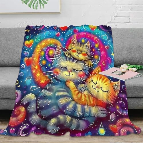 Couverture de lit en microfibre douce imprimée 3D chat 200x230 cm