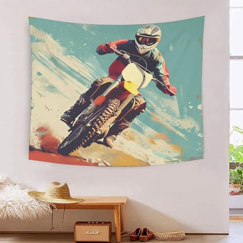 Tapisserie murale vélo hors route 3D grand tissu décoratif de salon