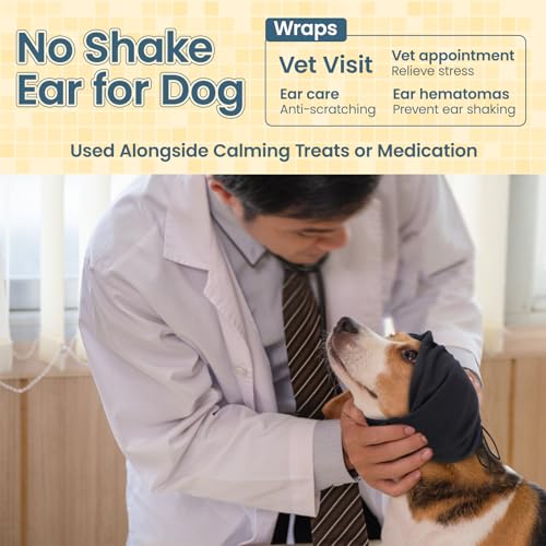 Image of Nanaki Calming Hoodie for Fireworks &Storms -No Shake Ear Wrap Dog Hematoma | Adjustable Calming Ear Covers Anxiety Relief, Soft Ear Protection for Noise Bath Grooming,Ear Muffs for Eating,Car Rides