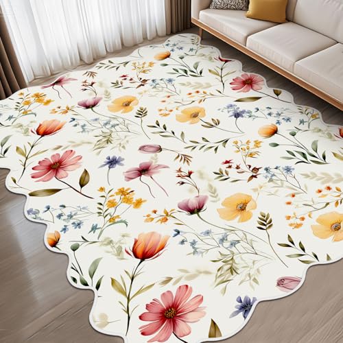 Drydiet Boho Area Rugs Cute Sweet Throw Rugs, Wildflower