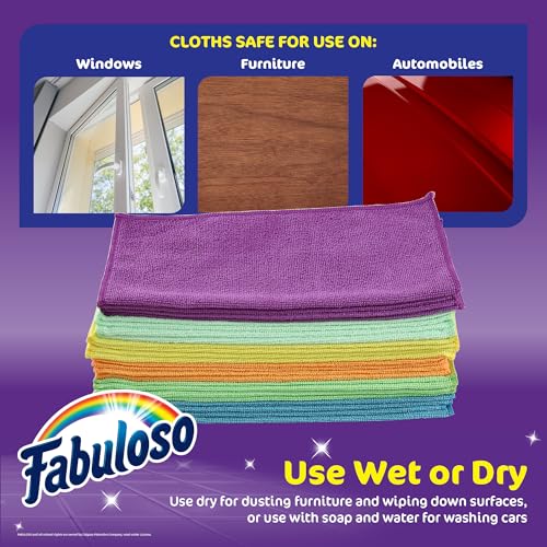 Image of Fabuloso Microfiber Cleaning Cloths, Rainbow, 13x13 in, 24 Count