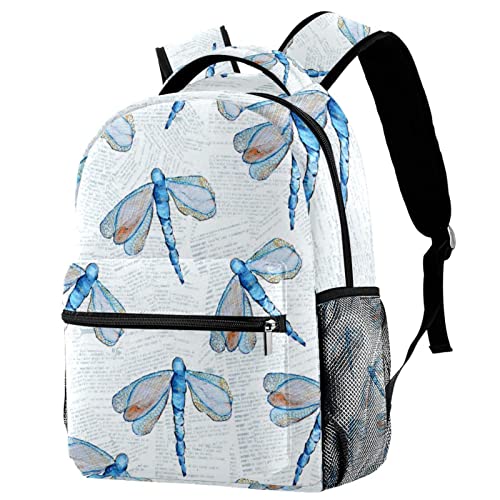Sac à dos de voyage bleu libellule solide contre le mal de dos scolaire