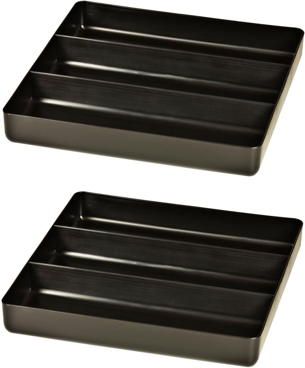 Three-Compartment Organizer Tray – Black, 10.5" x 10.5" (2-Pack) | Stackable, Fuel & Solvent Resistant | Fits Toolboxes & Drawers | Item #5021, Made in USA
