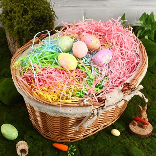 MARFOREVER 200 g Ostergras Papier, Ostergras Bunt Dekogras Ostern Osternest Gras Geschreddertes Papier Füllmaterial für Osterkorb Geschenkverpackung Osterparty Geschenktüte Dekorationen 4 Farben