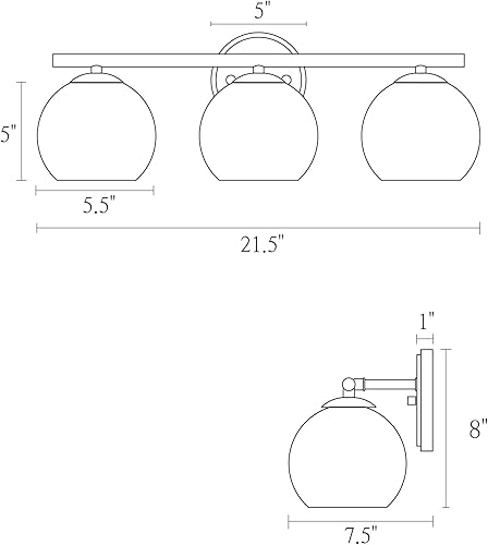 Miniatura 4 de classy leaves Lámparas de baño, 3 luces negras claras, modernas luces de tocador de baño de granja con pantalla de vidrio