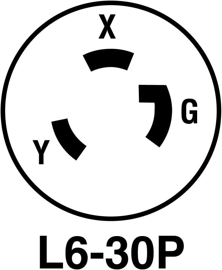 Legrand Pass & Seymour L630PCCV3 Turnlok Industrial Spec Grade Locking Plug, 30 Amp 250V, NEMA L6-30P, Black/White (1 Count)