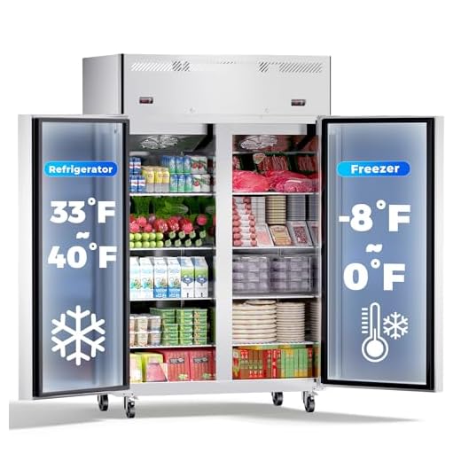 Ferueo Commercial Refrigerator and Freezer Combo, 48" W 2 Door Dual Temperature Zones Freezers, 39 Cu.ft Commercial Refrigerators with 8 Adjustable Shelves for Restaurant Shop Bar