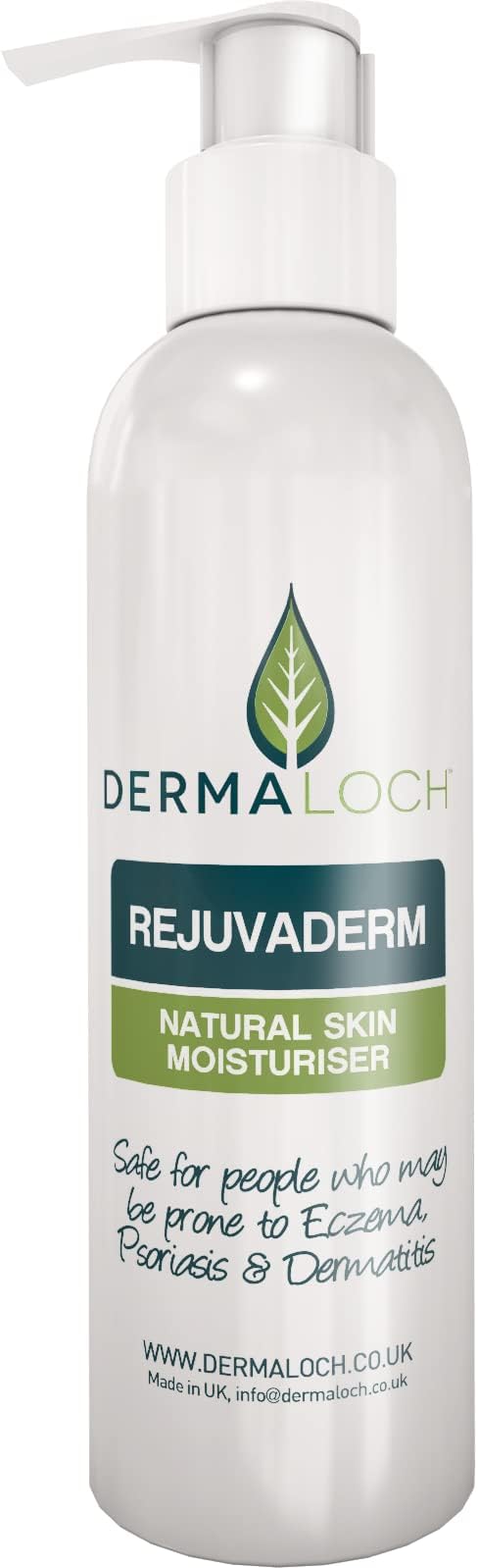 DERMALOCHRejuvaderm Natural Skin Moisturiser 200ML - for Everyday Use, All Anti Bacterial Ingredients, Safe for People Who May Be Prone to Eczema, Psoriasis, and Dermatitis, Vegan Friendly