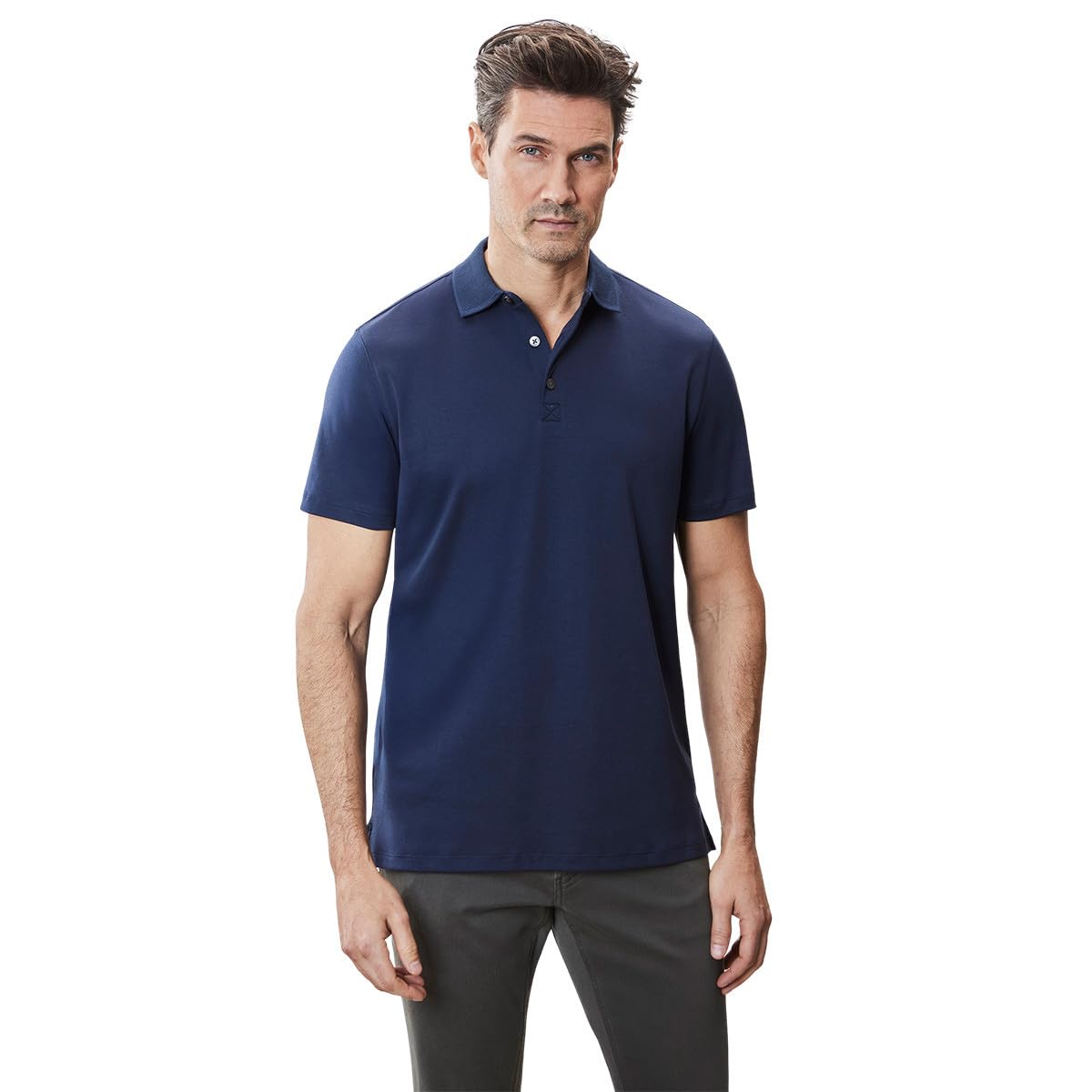 Men's Pima Cotton Short Sleeve Honeycomb Collar Polo Shirt
