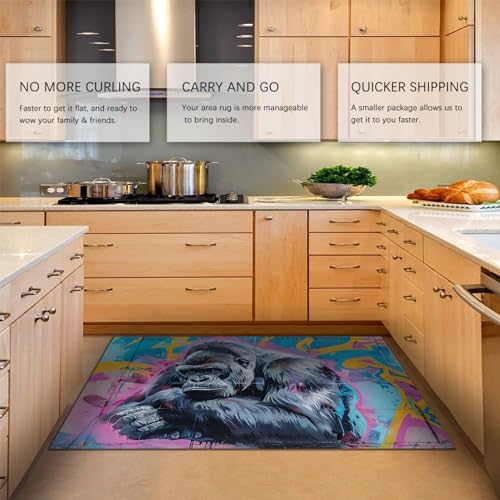Tapis de sol gorille graffiti 60x90cm pour décoration intérieure - 5