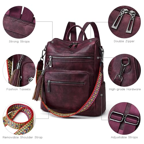 Image of Shrrie Vegan Leather Backpack Purse for Women with Adjustable Shoulder Bag