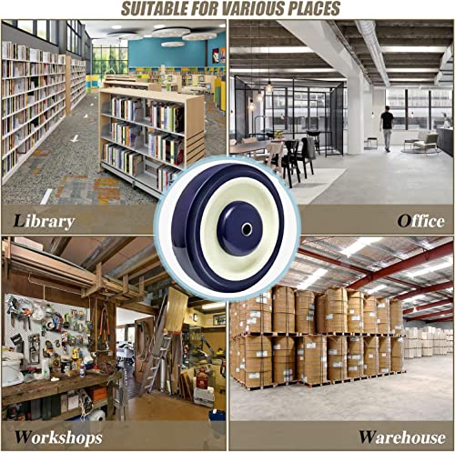 Syration Shopping Cart 5" X1-1/4" 5/16"Bore Polyurethane Wheel - Load Capacity 1400 Lbs Total (4-Pack 5/16" Bore(Navy/Beige)) #TOP3