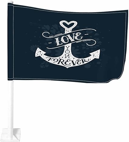 Amazon Com Nicokee Car Decorative Flag Without Flagpole Ocean Drop Anchor Write Love Forever English Letters Hooks Onto Car Window 18 W X 12 H 汽車