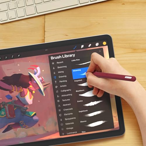 Image of Ultra Thin Protective Pencil Cover for Apple Pencil Pro &Apple Pencil 2nd Gen Silicone Case Sleeve Compatible with Apple Pencil Pro (Wine red)
