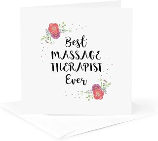 3dRose Greeting Card - Floral Best Massage Therapist Ever watercolor pink flower Masseuse - Love Series