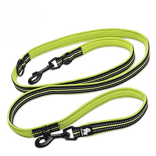 WINHYEPET True Love 7 In 1 Multi-Function Adjustable Dog Lead Hand Free Pet Training Leash Nylon Reflective Comfortable Multi-Purpose Dog Leash TLL2411(Neon Yellow,M)