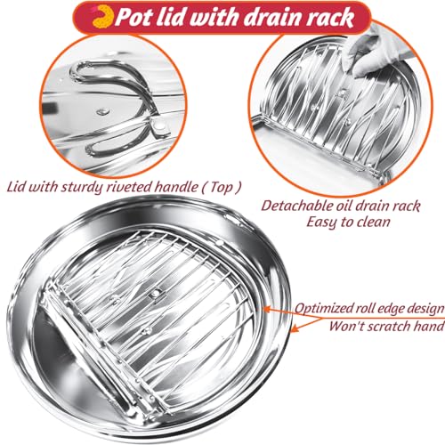 Khtd Deep Fryer Pot, 4.4Qt /11 Inch Japanese Style Small Deep Fryer 304 Stainless Steel thumb #3