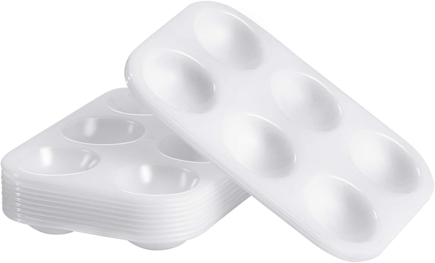 EXCEART Paint Tray Palettes, 12Pcs Plastic, 6 Well Rectangular White