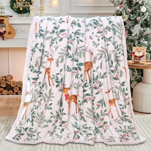 HITIME Christmas Sherpa Fleece Throw Blanket for Couch Bed Sofa Adults -Soft and Warm Blanket for Winter, Thick and Fuzzy Throw Blanket (Throw - 50" x 60") - B - image 2