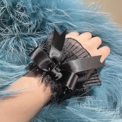 AUOCATTAIL Bow Lace Gloves Hand Sleeve Women Elastic Bracelet wrist Cuff Cosplay Wedding Party Masquerade3