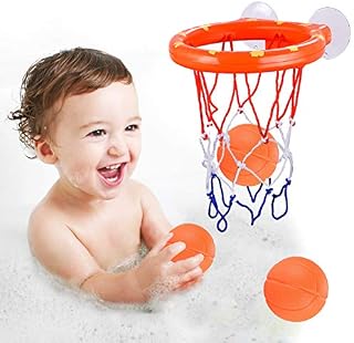 ENTHUR Bath Toy Fun Basketball Hoop & Balls Set for Boys and Girls Kid & Toddler Bath Toys Gift Set 3 Balls Included