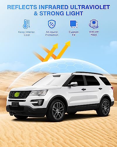 Image of Canvcle Windshield Sun Shade for Ford Explorer 2020-2025 2026 Side Rear Window Shade Privacy Cover Window Sun Visor Blocker Keep Vehicle Cool Black 8PCS