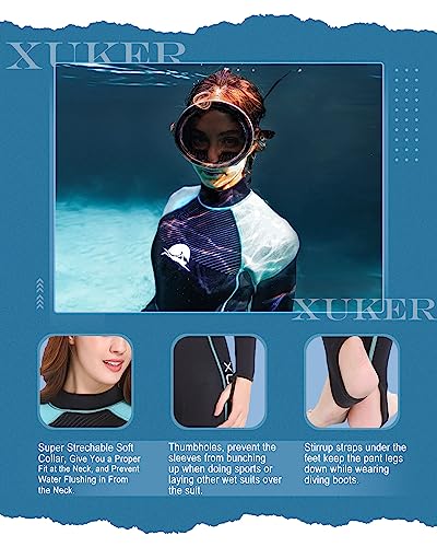 Xuker Wetsuit Women, 2Mm Neoprene Long Sleeve Full Body Back Zip Wet Suit In Cold Water For Diving Surfing Snorkeling Kayaking Swimming Scuba Water Sports #TOP1