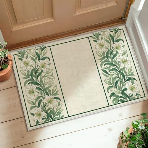 Tapis élégant feuille de vigne Lilies, textile de décoration raffiné à poils bas