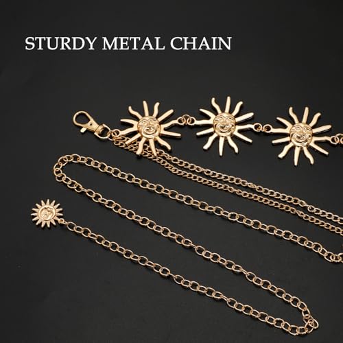 Sun Chain Belt for Women - Boho Cowgirl Waist Belt with Sun Concho Detail, Adjustable Sun Belt Chain for Jeans & Trousers4
