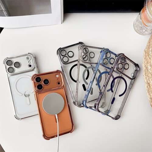 Coque iPhone 17 Pro antichoc transparente violette pour charge sans fil