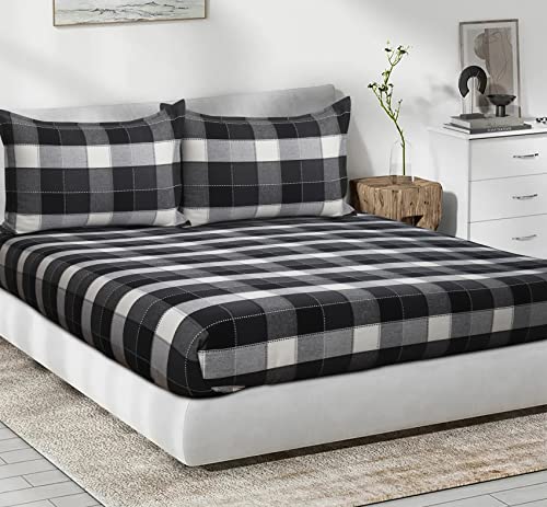 Image of AIRWILL, 200GSM Handloom Cotton Double Bedsheet with 2 Pillow Covers (Dobby Black)