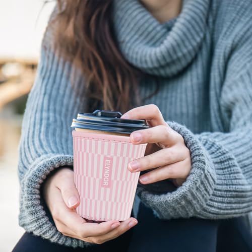 Image of Reusable Insulated Sleeve for Iced Coffee Cup, 3-Pack Coffee Neoprene Drink Sleeve for Cold & Hot Drinks, Beverage Holder for Iced Coffee (Pink Ripples)