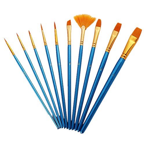 BJ-SHOP Set de Pinceles,Pincel de Pintura Cepillos de Pintura Profesional Art Multi-Forma Nylon Pincel de Pintura para el Cabello Acrilico Acuarela Aceite Artesania Rock Face Painting Pack de 12