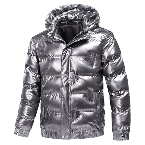 Doudoune thermique brillante à capuche homme imperméable veste matelassée