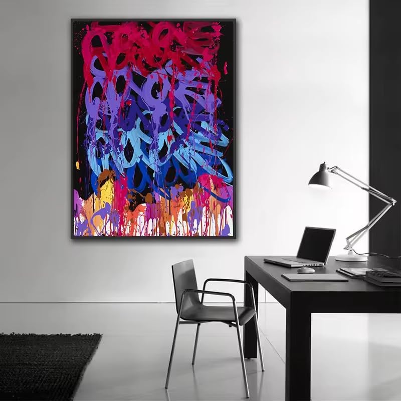Affiche moderne de salon avec tableau abstrait graffiti design urbain