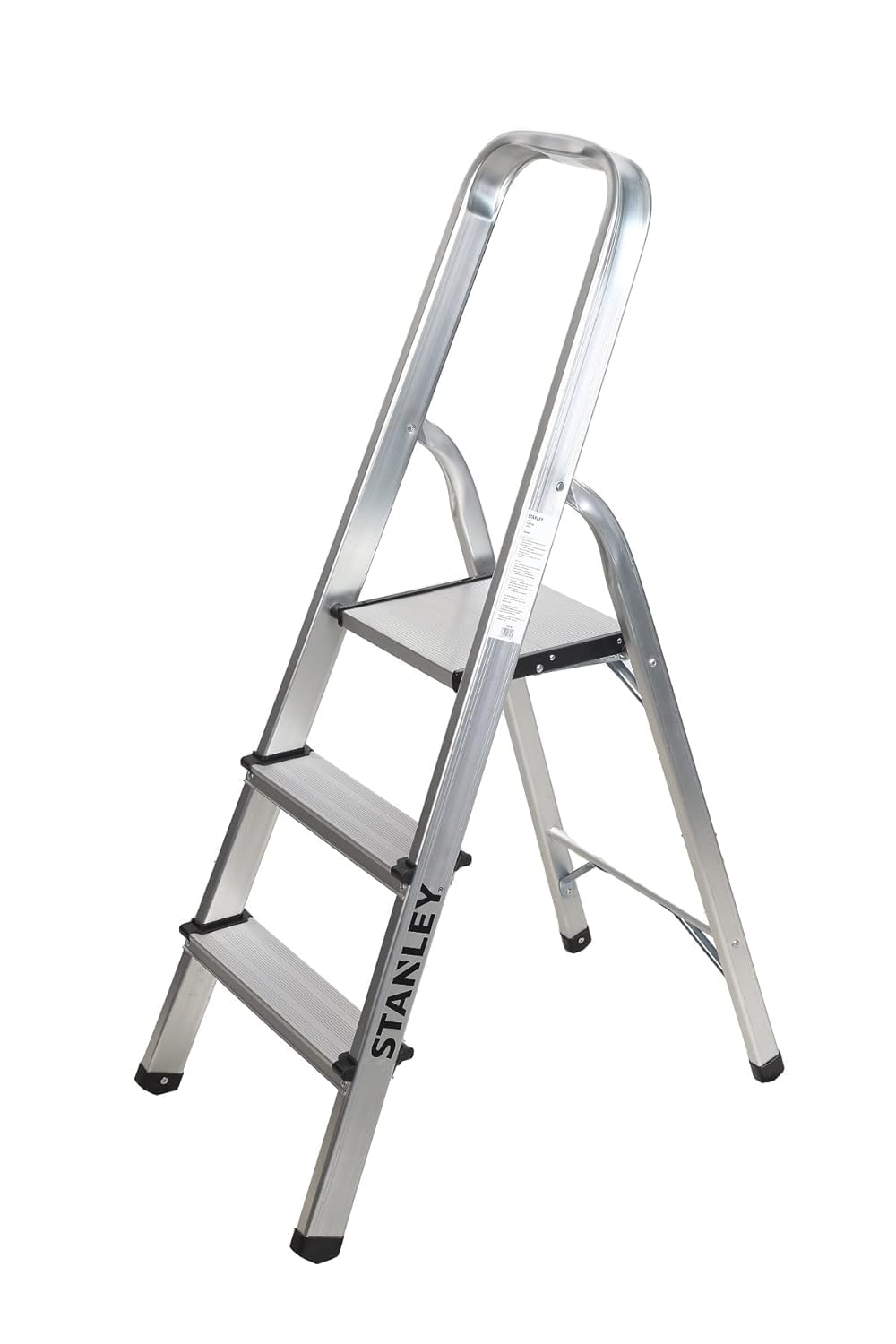 STANLEYStep Ladder, 3 Steps Aluminum Ladder with Non-Slip Rubber Edge Guards & 150 KG Loading Capacity - EN131 Approved